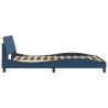 Cadre de lit avec tête de lit sans matelas bleu 140x190cm tissu 