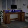 Bureau avec lumières LED vieux bois bois d'ingénierie 