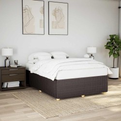 Cadre de lit sans matelas marron foncé 140x190 cm tissu 