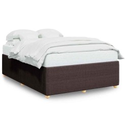 Cadre de lit sans matelas marron foncé 140x190 cm tissu 