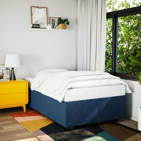 Cadre de lit sans matelas bleu 120x200 cm tissu 