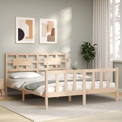 Cadre de lit sans matelas bois de pin massif 