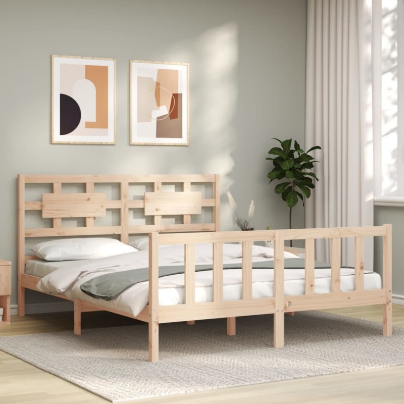 Cadre de lit sans matelas bois de pin massif 