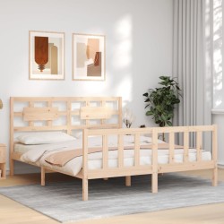 Cadre de lit sans matelas bois de pin massif 