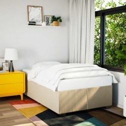 Cadre de lit sans matelas crème 120x200 cm tissu 