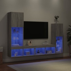 Unités murales TV avec LED 4 pcs gris sonoma bois d'ingénierie 