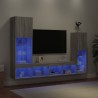 Unités murales TV avec LED 4 pcs gris sonoma bois d'ingénierie 