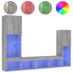 Unités murales TV avec LED 4 pcs gris sonoma bois d'ingénierie 