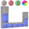 Unités murales TV avec LED 4 pcs gris sonoma bois d'ingénierie 