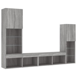 Unités murales TV avec LED 4 pcs gris sonoma bois d'ingénierie 