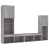 Unités murales TV avec LED 4 pcs gris sonoma bois d'ingénierie 