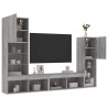 Unités murales TV avec LED 4 pcs gris sonoma bois d'ingénierie 