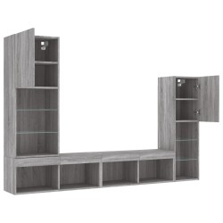 Unités murales TV avec LED 4 pcs gris sonoma bois d'ingénierie 