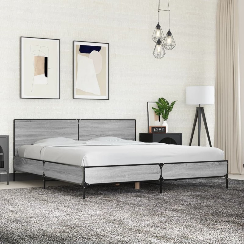 Cadre de lit sans matelas sonoma gris 180x200 cm 