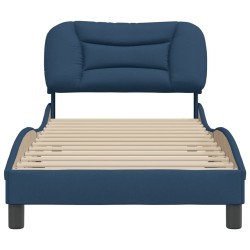 Cadre de lit sans matelas bleu 90x190 cm tissu 