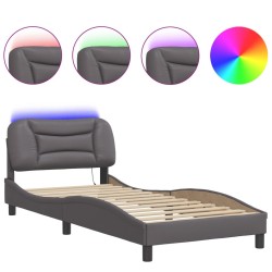 Cadre de lit avec LED sans matelas gris 90x190 cm 