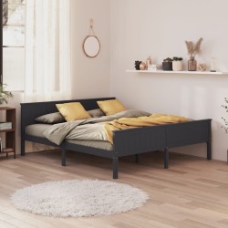 Cadre de lit sans matelas gris bois massif de pin 180x200 cm 
