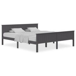 Cadre de lit sans matelas gris bois massif de pin 180x200 cm 