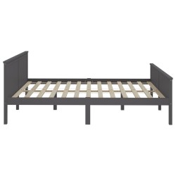 Cadre de lit sans matelas gris bois massif de pin 180x200 cm 