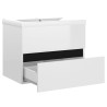 Armoire d'évier avec lavabo intégré Blanc brillant Aggloméré 