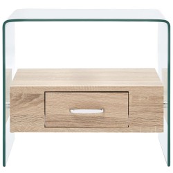 Table basse avec tiroir 50x50x45 cm Verre trempé 