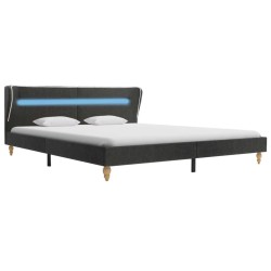 Cadre de lit avec LED gris foncé jute 180 x 200 cm 