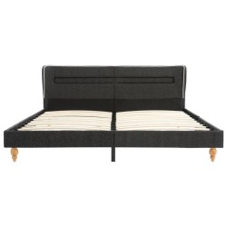 Cadre de lit avec LED gris foncé jute 180 x 200 cm 