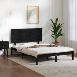 Cadre de lit sans matelas noir 140x190 cm bois de pin massif 