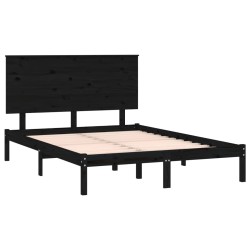 Cadre de lit sans matelas noir 140x190 cm bois de pin massif 