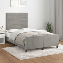 Cadre de lit sans matelas gris clair 120x190 cm velours 