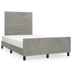 Cadre de lit sans matelas gris clair 120x190 cm velours 