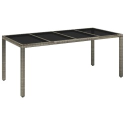 Table de jardin dessus en verre Gris 190x90x75cm Résine tressée 
