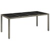 Table de jardin dessus en verre Gris 190x90x75cm Résine tressée 