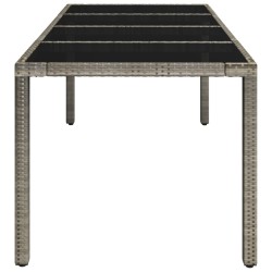 Table de jardin dessus en verre Gris 190x90x75cm Résine tressée 