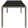 Table de jardin dessus en verre Gris 190x90x75cm Résine tressée 