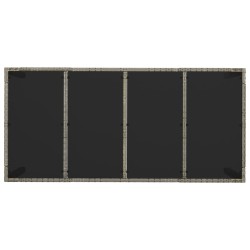 Table de jardin dessus en verre Gris 190x90x75cm Résine tressée 