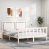 Cadre de lit sans matelas blanc bois de pin massif 