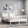 Cadre de lit sans matelas blanc bois de pin massif 