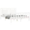 Cadre de lit sans matelas blanc bois de pin massif 