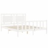 Cadre de lit sans matelas blanc bois de pin massif 