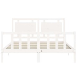 Cadre de lit sans matelas blanc bois de pin massif 