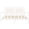 Cadre de lit sans matelas blanc bois de pin massif 