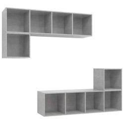 Ensemble de meuble TV 4 pcs Gris béton Bois d'ingénierie 
