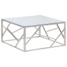 Table basse argenté acier inoxydable et verre trempé 