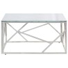 Table basse argenté acier inoxydable et verre trempé 