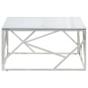 Table basse argenté acier inoxydable et verre trempé 