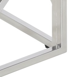 Table basse argenté acier inoxydable et verre trempé 