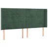 Tête de lit avec oreilles Vert foncé 203x16x118/128 cm Velours 
