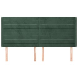 Tête de lit avec oreilles Vert foncé 203x16x118/128 cm Velours 