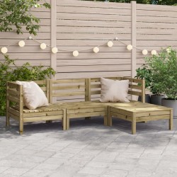 Canapé de jardin 3 places avec repose-pieds bois pin imprégné 